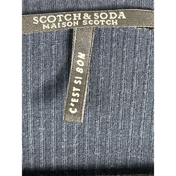 Scotch & Soda Maison Square Neck Ribbed Knit Top Navy Blue Sz L Basic Layer - Picture 4 of 8